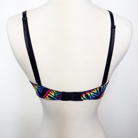 Victoria's Secret PINK Rainbow All Over Logo T-Shirt Bra 32D - Picture 4 of 5